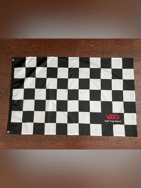 Vans Black and White Checkerboard Banner with Red Accent